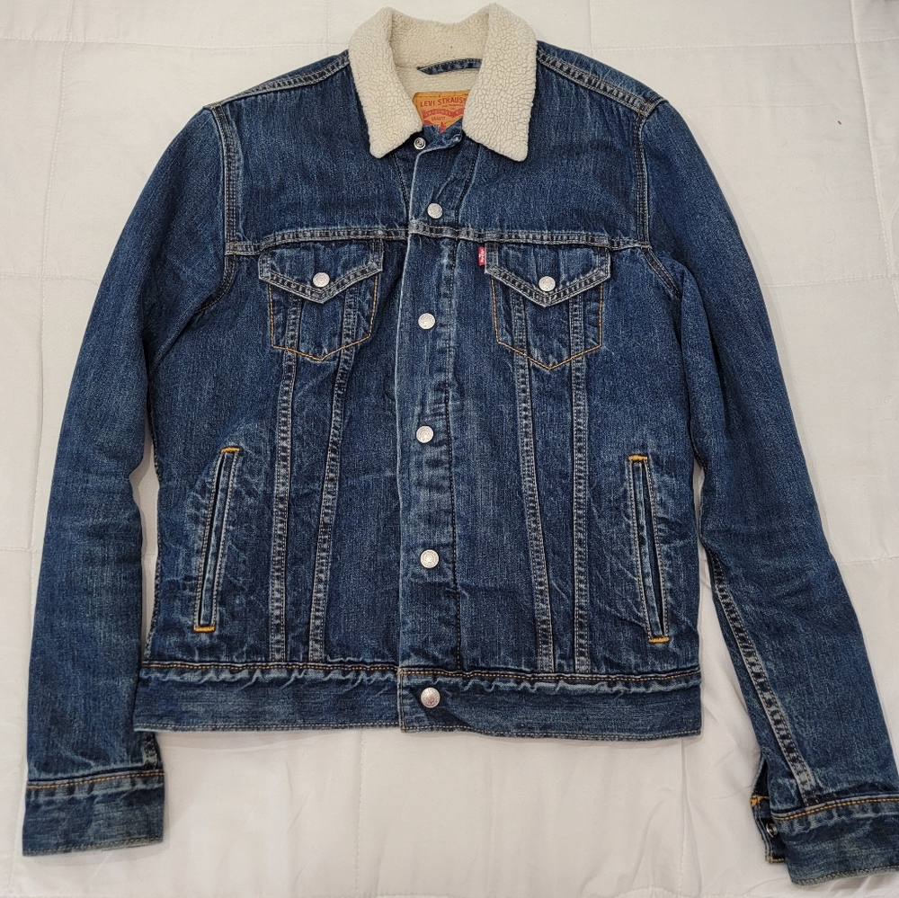 Levi's Men's Sherpa Trucker Jean Jacket - Dark Wash
